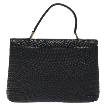 BALLY Quilted Hand Bag Leather Black Gold Auth BA2725 - 0