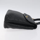 BALLY Quilted Hand Bag Leather Black Gold Auth BA2725-3
