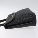 BALLY Quilted Hand Bag Leather Black Gold Auth BA2725-4