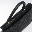 BALLY Quilted Hand Bag Leather Black Gold Auth BA2725-6