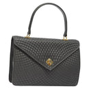 BALLY Quilted Hand Bag Leather Gray Gold Auth BA2727-1