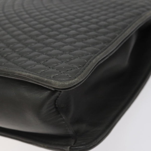 BALLY Quilted Hand Bag Leather Gray Gold Auth BA2727