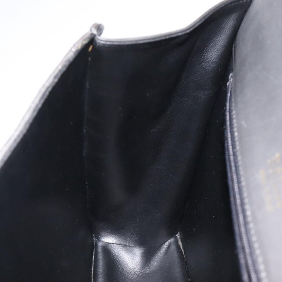 BALLY Quilted Hand Bag Leather Gray Gold Auth BA2727