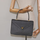 BALLY Quilted Hand Bag Leather Gray Gold Auth BA2727-21
