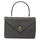 BALLY Quilted Hand Bag Leather Gray Gold Auth BA2727-13