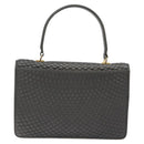 BALLY Quilted Hand Bag Leather Gray Gold Auth BA2727-2