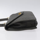 BALLY Quilted Hand Bag Leather Gray Gold Auth BA2727-4