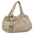 Salvatore Ferragamo Gancini Shoulder Bag Leather Beige Auth BA2736-1