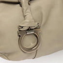 Salvatore Ferragamo Gancini Shoulder Bag Leather Beige Auth BA2736-10