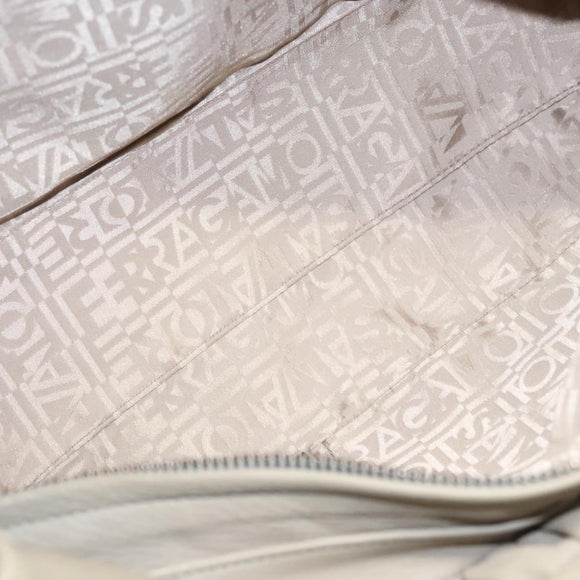 Salvatore Ferragamo Gancini Shoulder Bag Leather Beige Auth BA2736