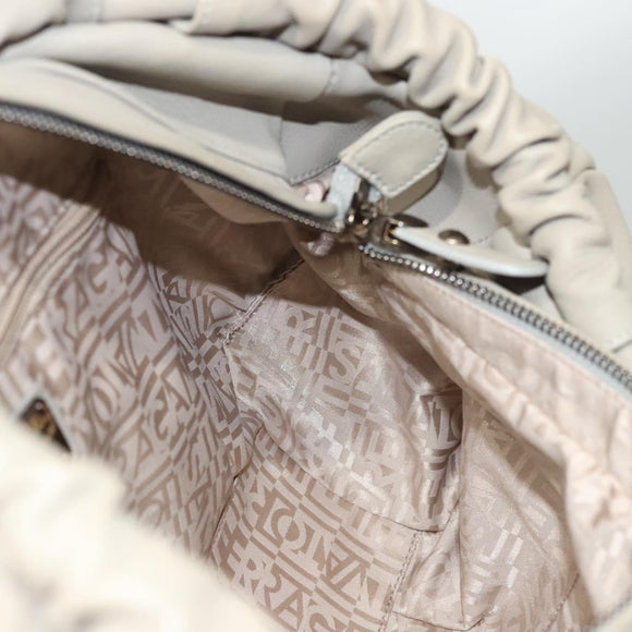 Salvatore Ferragamo Gancini Shoulder Bag Leather Beige Auth BA2736