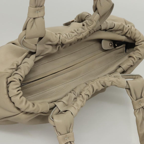 Salvatore Ferragamo Gancini Shoulder Bag Leather Beige Auth BA2736