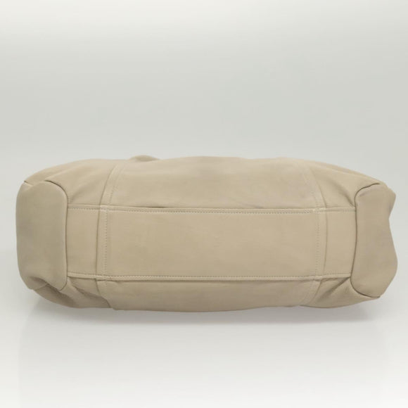 Salvatore Ferragamo Gancini Shoulder Bag Leather Beige Auth BA2736