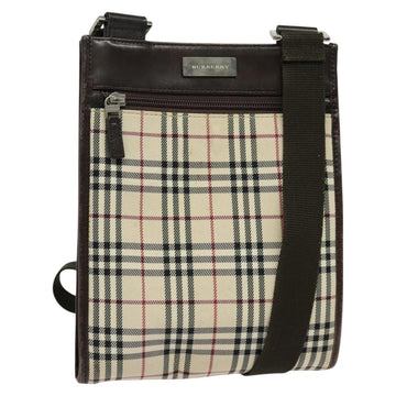 BURBERRY Nova Check Shoulder Bag Nylon Beige Silver Auth BA2738