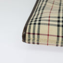 BURBERRY Nova Check Shoulder Bag Nylon Beige Silver Auth BA2738-9