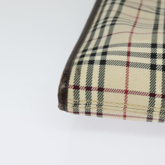 BURBERRY Nova Check Shoulder Bag Nylon Beige Silver Auth BA2738