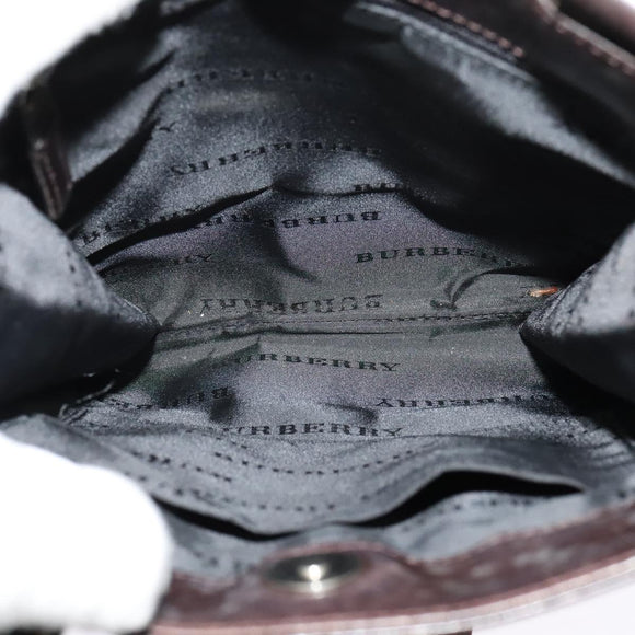 BURBERRY Nova Check Shoulder Bag Nylon Beige Silver Auth BA2738