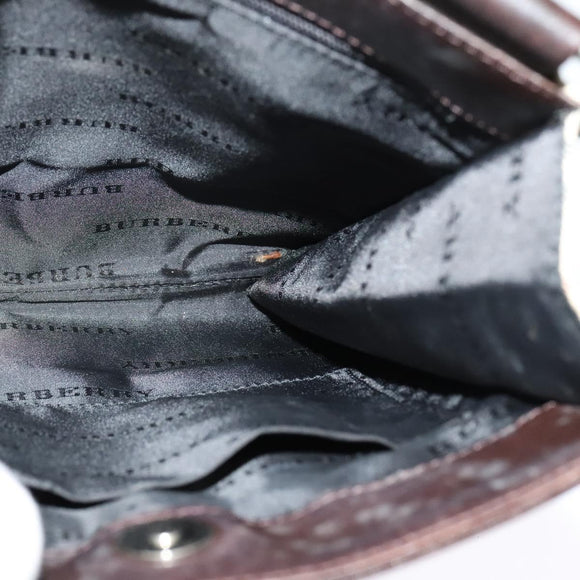 BURBERRY Nova Check Shoulder Bag Nylon Beige Silver Auth BA2738