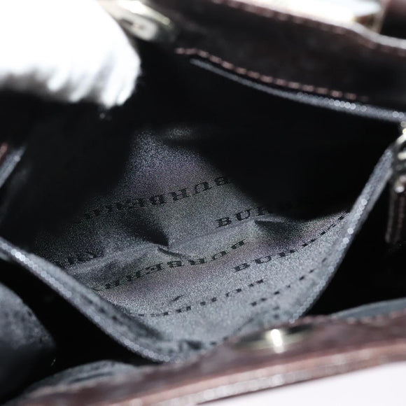 BURBERRY Nova Check Shoulder Bag Nylon Beige Silver Auth BA2738