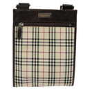 BURBERRY Nova Check Shoulder Bag Nylon Beige Silver Auth BA2738-13