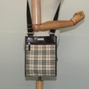 BURBERRY Nova Check Shoulder Bag Nylon Beige Silver Auth BA2738-20