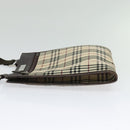 BURBERRY Nova Check Shoulder Bag Nylon Beige Silver Auth BA2738-3