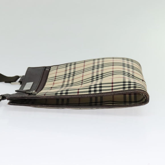 BURBERRY Nova Check Shoulder Bag Nylon Beige Silver Auth BA2738