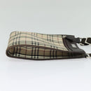 BURBERRY Nova Check Shoulder Bag Nylon Beige Silver Auth BA2738-4