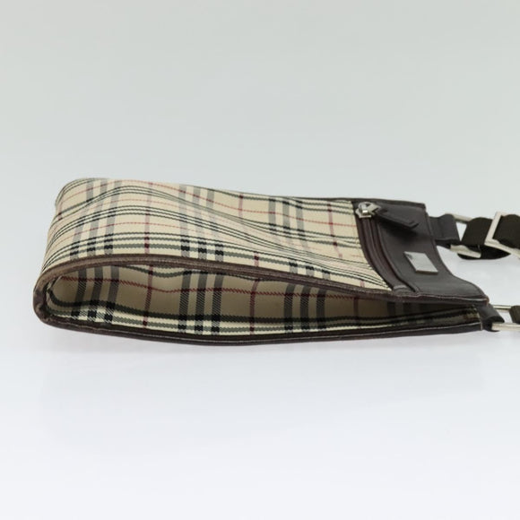 BURBERRY Nova Check Shoulder Bag Nylon Beige Silver Auth BA2738