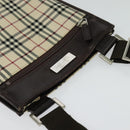 BURBERRY Nova Check Shoulder Bag Nylon Beige Silver Auth BA2738-6