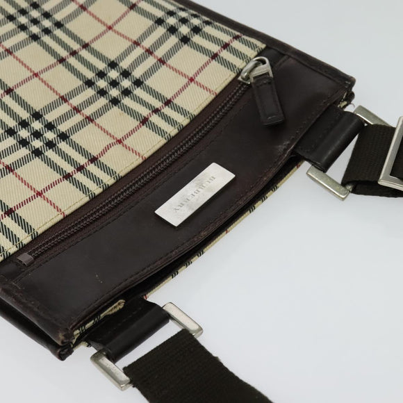 BURBERRY Nova Check Shoulder Bag Nylon Beige Silver Auth BA2738