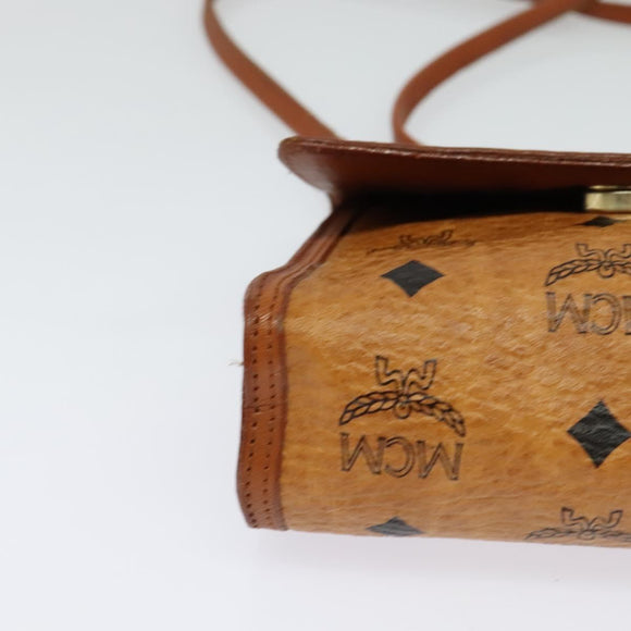 MCM Logogram Vicetos Shoulder Bag PVC Leather Brown Gold Auth BA2739