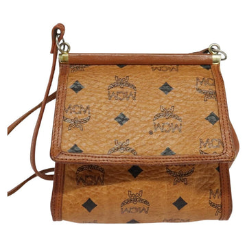 MCM Logogram Vicetos Shoulder Bag PVC Leather Brown Gold Auth BA2739 - 0