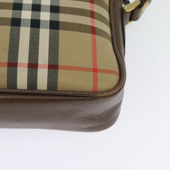 Burberrys Nova Check Shoulder Bag Canvas Beige Gold Auth BA2747