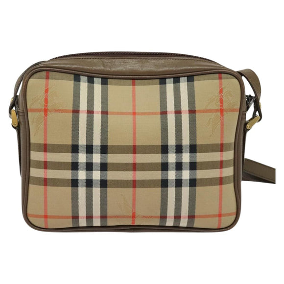 Burberrys Nova Check Shoulder Bag Canvas Beige Gold Auth BA2747