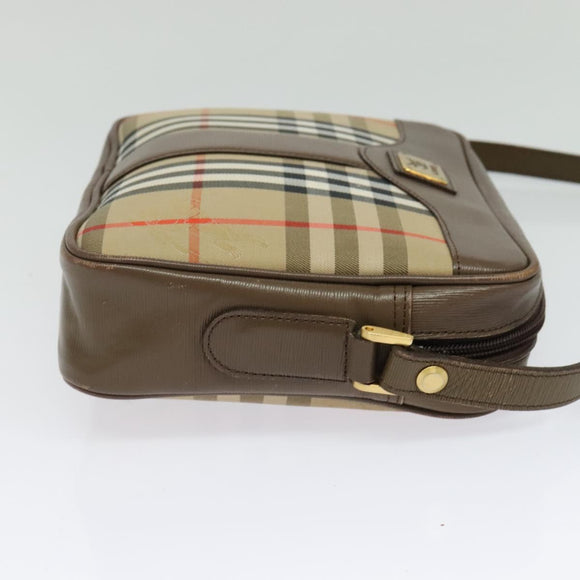 Burberrys Nova Check Shoulder Bag Canvas Beige Gold Auth BA2747