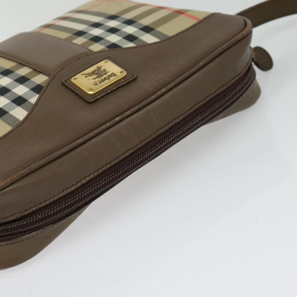 Burberrys Nova Check Shoulder Bag Canvas Beige Gold Auth BA2747