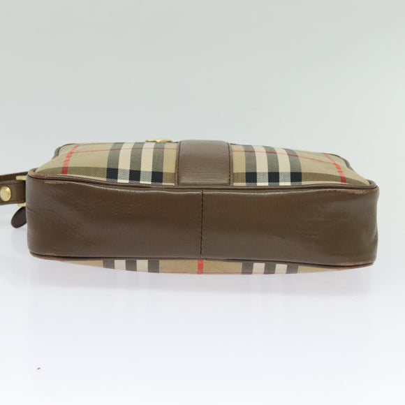Burberrys Nova Check Shoulder Bag Canvas Beige Gold Auth BA2747