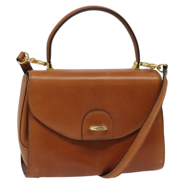 BALLY Shoulder Bag Leather Brown Gold Auth BA2749