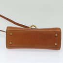 BALLY Shoulder Bag Leather Brown Gold Auth BA2749-5