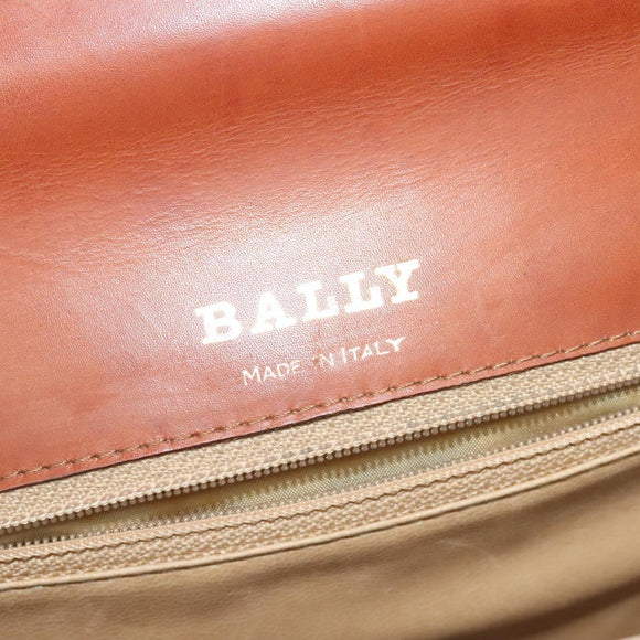 BALLY Shoulder Bag Leather Brown Gold Auth BA2749