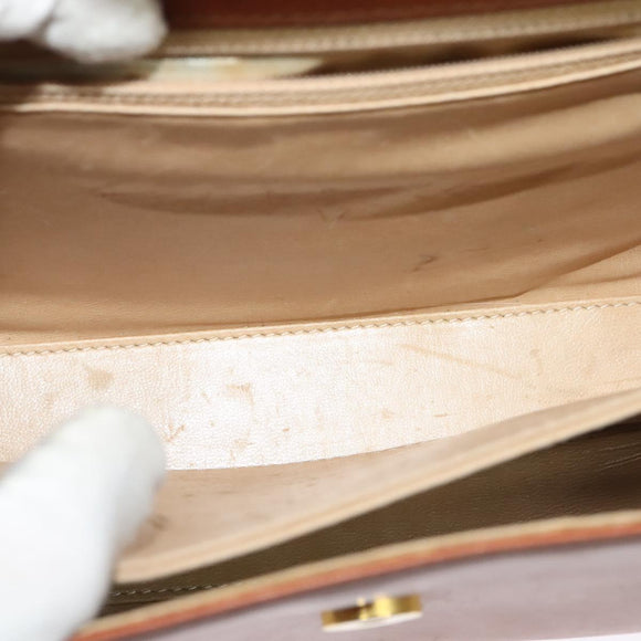 BALLY Shoulder Bag Leather Brown Gold Auth BA2749