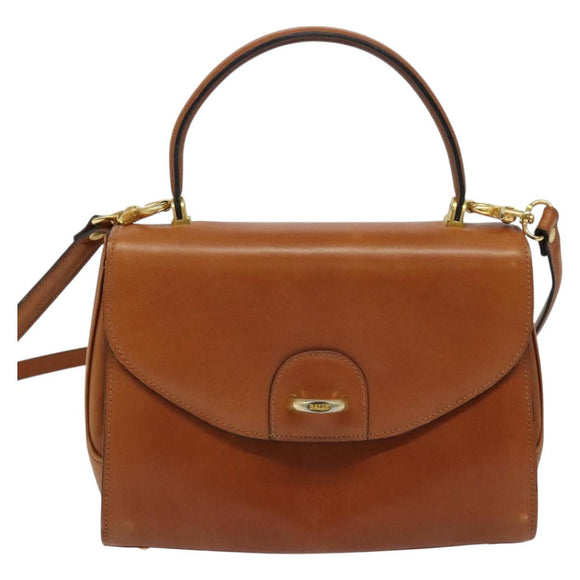 BALLY Shoulder Bag Leather Brown Gold Auth BA2749