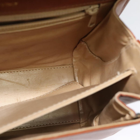 BALLY Shoulder Bag Leather Brown Gold Auth BA2749