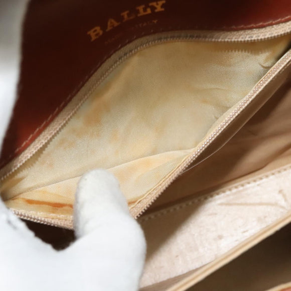 BALLY Shoulder Bag Leather Brown Gold Auth BA2749