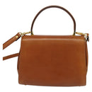 BALLY Shoulder Bag Leather Brown Gold Auth BA2749-2