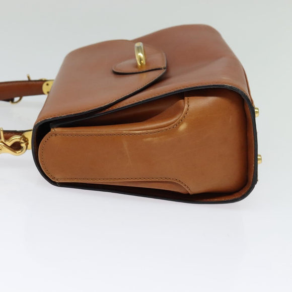 BALLY Shoulder Bag Leather Brown Gold Auth BA2749
