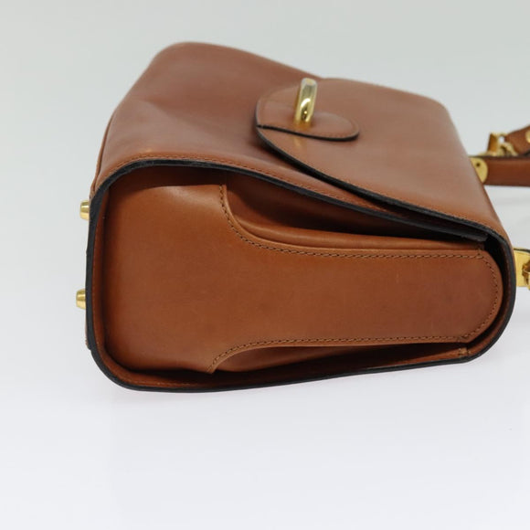 BALLY Shoulder Bag Leather Brown Gold Auth BA2749