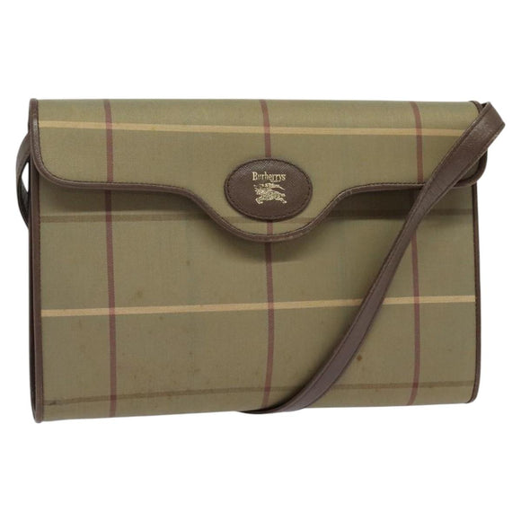 Burberrys Nova Check Shoulder Bag Canvas Beige Gold Auth BA2751