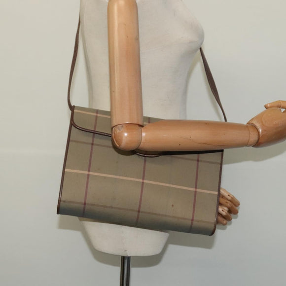 Burberrys Nova Check Shoulder Bag Canvas Beige Gold Auth BA2751